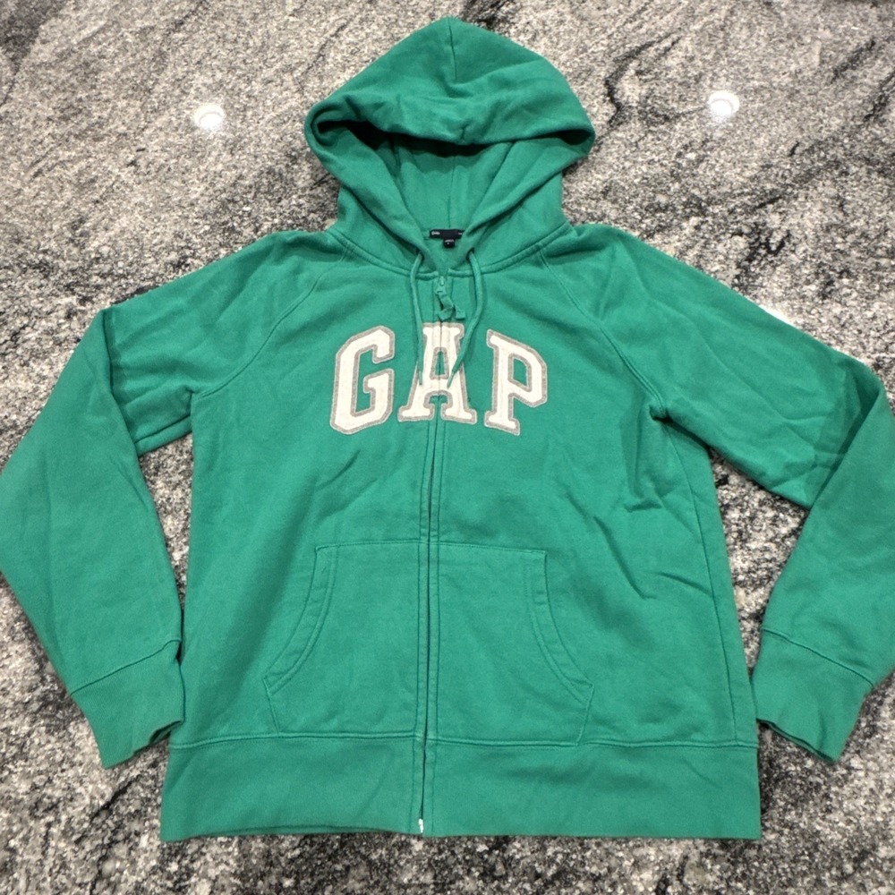 Gap Woman's Full Zip Green Hoodie Size Large #860